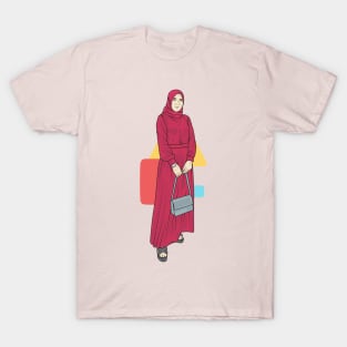 Hijab Girl Red Dress T-Shirt